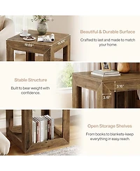 Tribesigns 20" Rustic Farmhouse End Table with Storage Shelf for Bedroom or Living Room