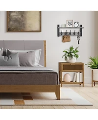 Sorbus Inch Floating Wall Shelf with 5 Heavy Duty Hooks – for Entryway, Bathroom, Bedroom, Kitchen