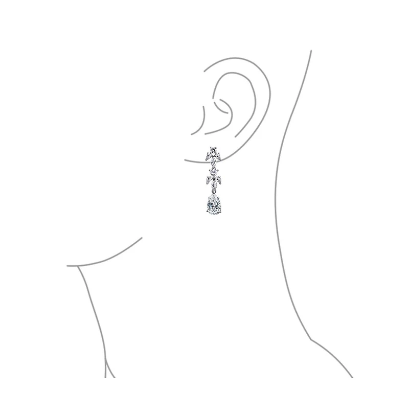 Bling Jewelry Teardrop Cz Spray Collar Statement Necklace & Chandelier Earrings Jewelry Set