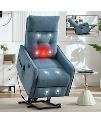 Boyel Living Chenille Power Lift Recliner Chair 155° with Massage Heat Usb for Indoor Elderly