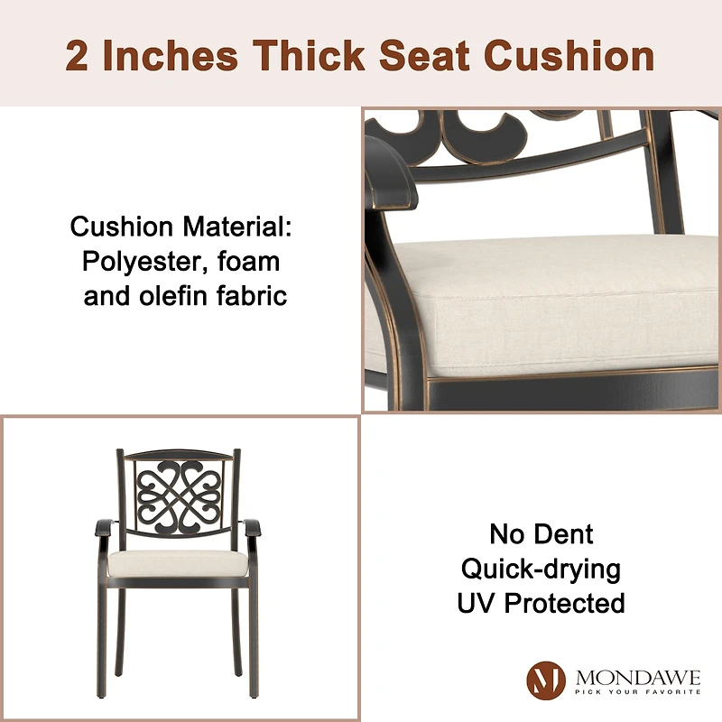 Mondawe Set of 2 Outdoor Aluminum Swivel Rocker Dining Chairs with Cushions