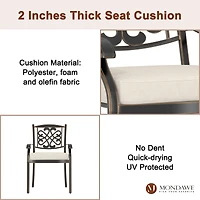 Mondawe Set of 2 Outdoor Aluminum Swivel Rocker Dining Chairs with Cushions