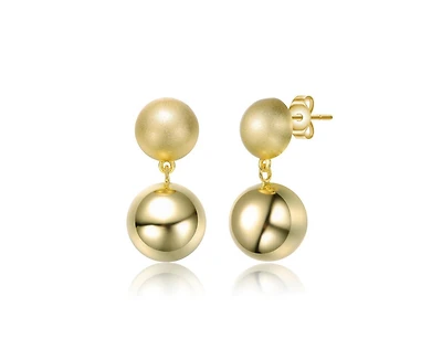 Rachel Glauber Elegant 14K Gold Plated Ball Drop Stud Earrings