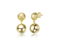 Rachel Glauber Elegant 14K Gold Plated Ball Drop Stud Earrings