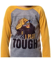Tonka Toddler Boys Dump Truck I Play Tough 2 Piece Long Sleeve Raglan Pajama Set