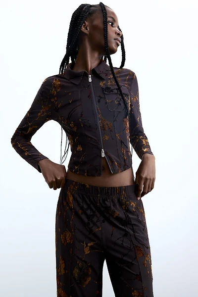 Desigual Women's Flocked Zipper T-shirt