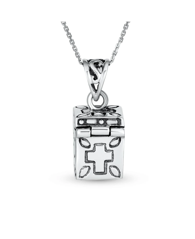 Bling Jewelry Religious Ichthys Jesus Locket Box Pendant Sterling Silver Momenta Holder