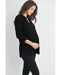 Hello Miz Maternity Henley V Neck Nursing Top