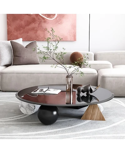 Simplie Fun 36" Inch Round Tempered Glass Table Top Black Glass 2/5" Inch Thick Beveled Polished Edge