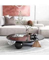 Simplie Fun 36" Inch Round Tempered Glass Table Top Black Glass 2/5" Inch Thick Beveled Polished Edge