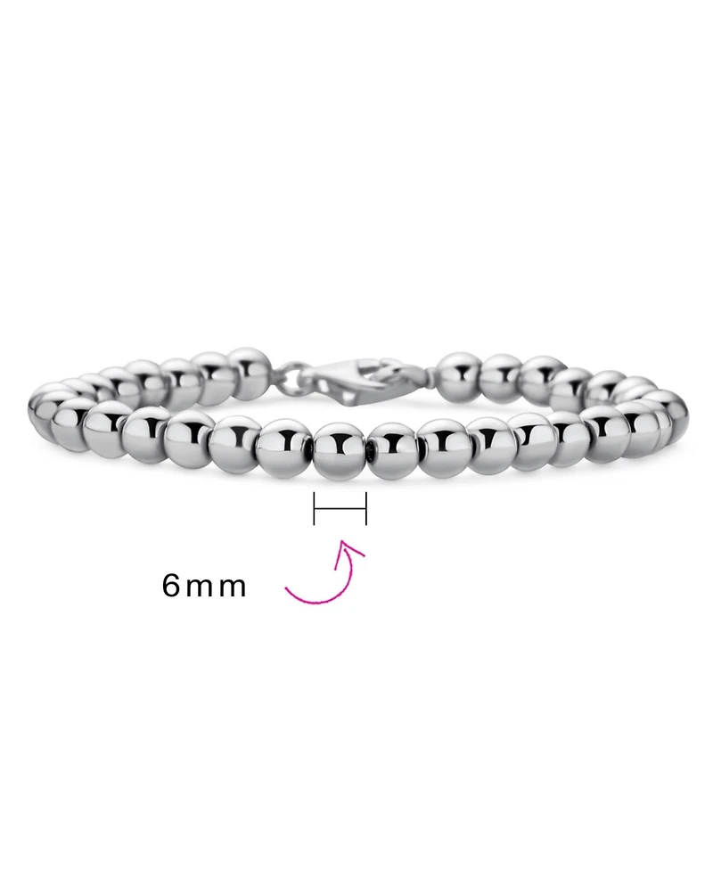 Bling Jewelry 6MM Bead Ball Strand Bracelet in .925 Sterling Silver