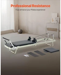 Mecale Foldable Pilates Reformer, Dual-Resistance Spring and Cord Reformer for Home Pilates Training