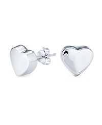 Bling Jewelry Simple Heart Shaped Stud Earrings Sterling Silver