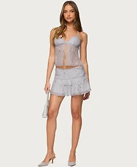 Edikted Women's Kylie Beaded Split Front Backless Top