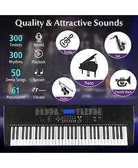 Costway 61-Key Electric Piano Keyboard for Beginners with Adjustable Stand and Stool