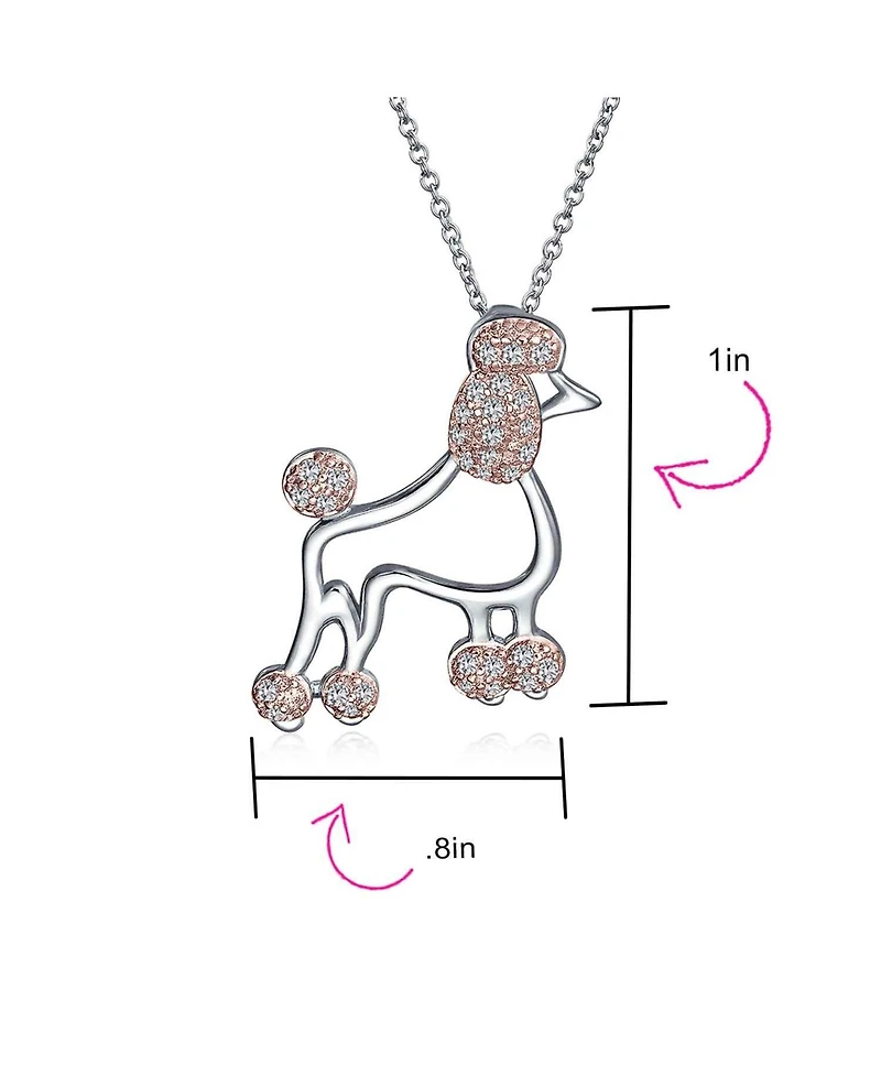 Bling Jewelry Animal Lover Pink Cz Pet Dog Elegant Poodle Pendant Necklace 925 Sterling Silver
