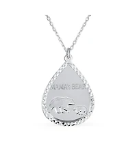 Bling Jewelry Mother-Bear Bezel Teardrop Word Mama Bear Necklace Sterling Silver
