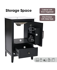 Cesicia 18.6 in. Freestanding Bathroom Vanity Cabinet with Ceramic Sink, Two-tier Shelf, Left or Right Orientation