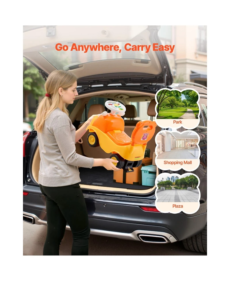 Slickblue Ride On Toddler Push Car, Push Car for Toddler 19 to 36 Months, Kids Ride On Toy with Horn & Music