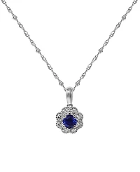 Macy's Sapphire (1/3 ct. t.w.) & Diamond (1/5 ct. t.w.) Pendant Necklace in 14k White Gold