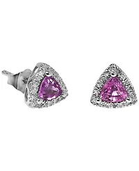 Macy's Pink Sapphire (1/2 ct. t.w.) & Diamond (1/10 ct. t.w.) Stud Earrings in 14k White Gold