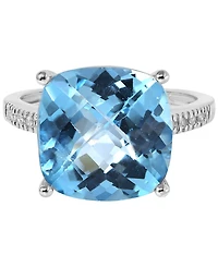Macy's Blue Topaz (7 ct. t.w.) & Diamond (1/20 ct. t.w.) Ring in 14k White Gold