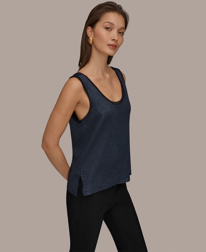 Donna Karan New York Women's Sequin Scoop Neck Sweater