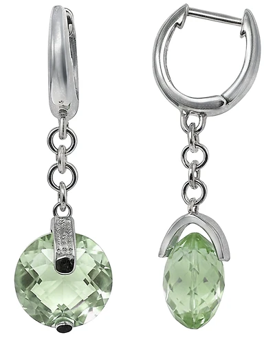 Macy's Green Amethyst (8 ct. t.w.) & Diamond Accent Earrings Sterling Silver