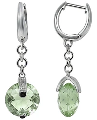 Macy's Green Amethyst (8 ct. t.w.) & Diamond Accent Earrings Sterling Silver