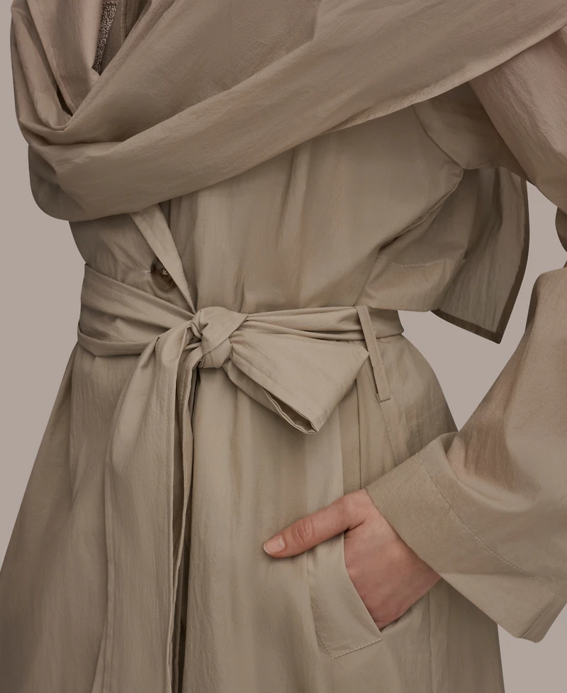 Donna Karan New York Women's Belted Collared Neck Coat