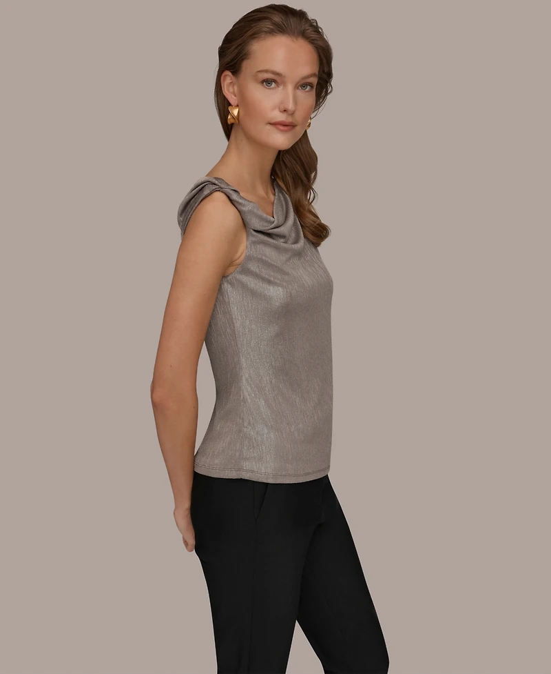 Donna Karan New York Women's Foil Asymmetric Neck Top