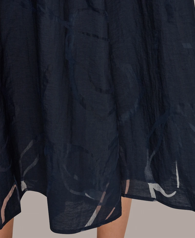 Donna Karan New York Women's Floral Belted Midi Shirt Dress