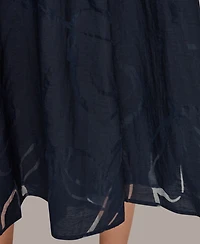 Donna Karan New York Women's Floral Belted Midi Shirt Dress