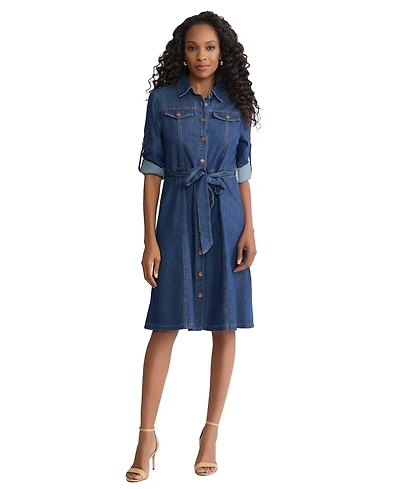 Jones New York Women's Midi Long-Sleeve Shirt Dress