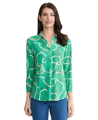 Jones New York Women's Tie Cuff Collared Top