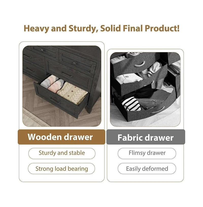 gaomon 7-Drawer Modern Dresser Bedroom Storage Cabinet, Wide Freestanding Wooden Closet Chest for Living Room, Entryway, Bedroom