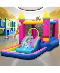 Hongge Inflatable Princess Castle Bounce House with Slide, Ball Pit & Hoop"