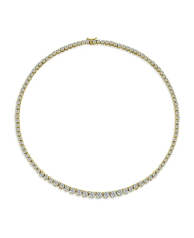 Bling Jewelry Graduated Cz Round Statement Tennis Necklace Collar Yellow Gold Plated