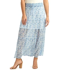 Bcx Juniors' Yoryu Printed Tiered Maxi Skirt