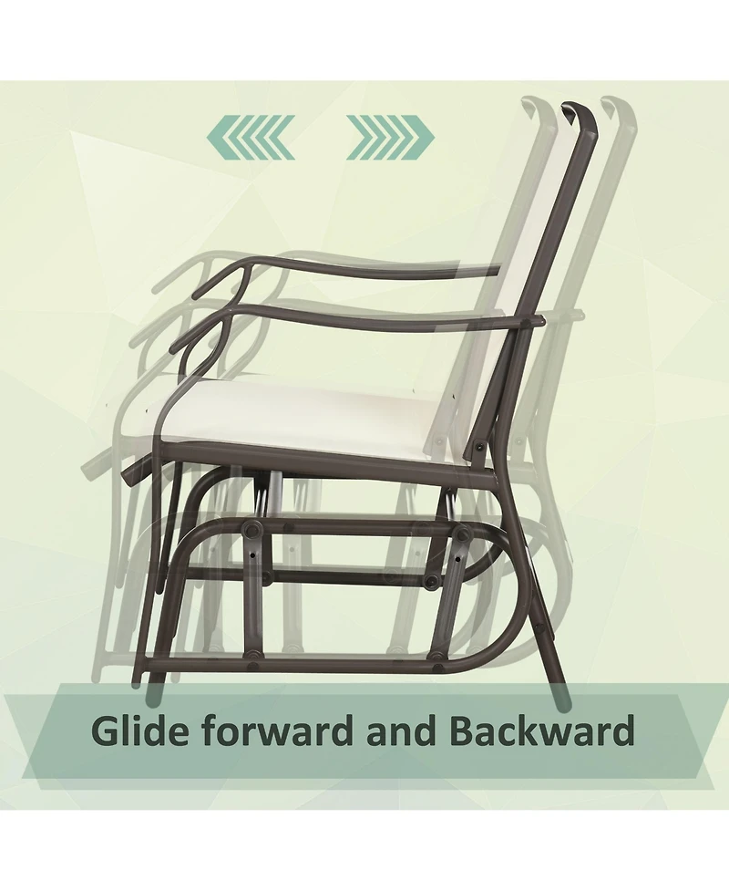 Flynama 3 Piece Outdoor Glider Chair with Coffee Table Bistro Set, 2 Patio Rocking Swing Chairs with Breathable Sling Fabric, Garden and Porch