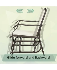 Flynama 3 Piece Outdoor Glider Chair with Coffee Table Bistro Set, 2 Patio Rocking Swing Chairs with Breathable Sling Fabric, Garden and Porch