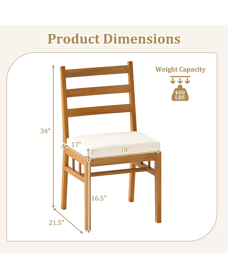 Slickblue Solid Acacia Wood Patio Chairs, Armless, Set of 2