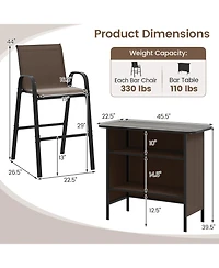 Slickblue Outdoor 3-Piece Bar Set with 2-Tier Storage and Footrest