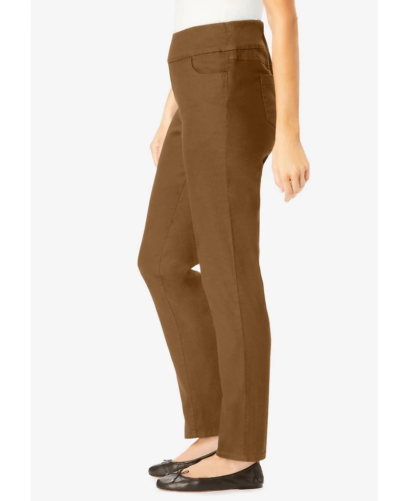 Woman Within Women's Tall Flex-Fit Pull-On Straight-Leg Gap-Free Stretch Denim Jeans