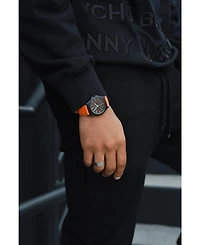 Peugeot Men's 40mm Military Dial Sport Orange Canvas Strap Watch