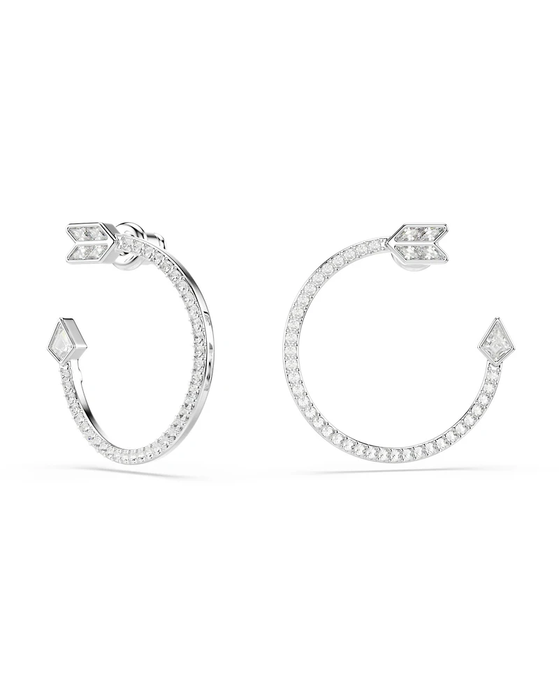 Swarovski Mixed Cuts, Arrow, White, Rhodium Plated Idyllia Hoop Earrings