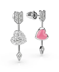 Swarovski Mixed Cuts, Heart with Arrow, White, Rhodium Plated Idyllia Drop Earrings