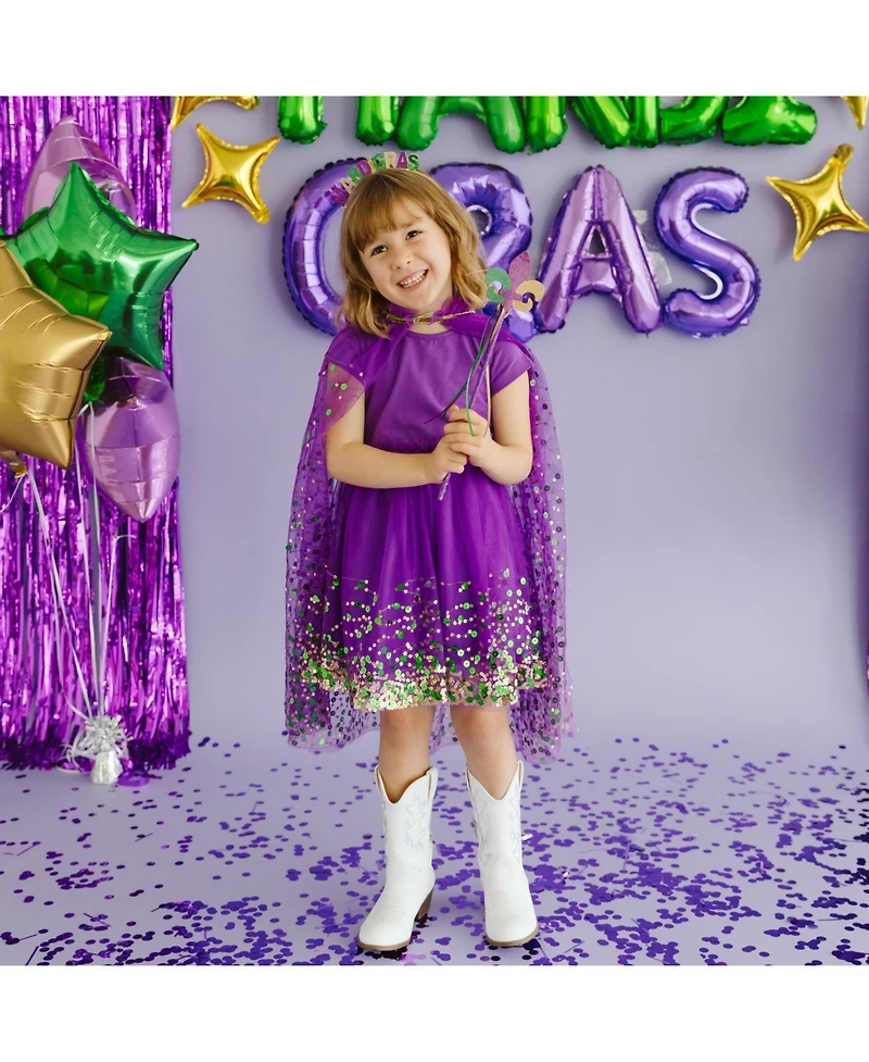 Sweet Wink Toddler Girls Mardi Gras Confetti Short Sleeve Tutu Dress