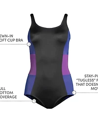 Lands' End Women's Tugless Low Leg One Piece Swimsuit