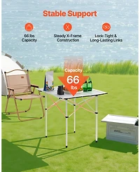 Mecale Compact Roll-Up Camping Table, Lightweight Aluminum with Carry Bag, Silver
